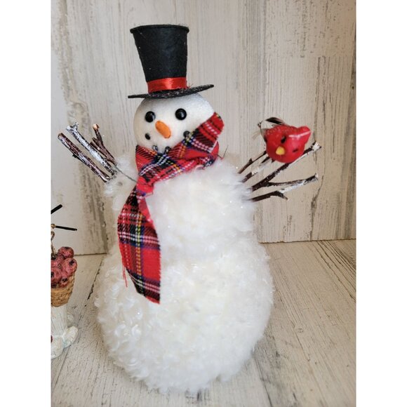 Unique snowman couple red cardinal bird variety Xmas set decor - Picture 6 of 9